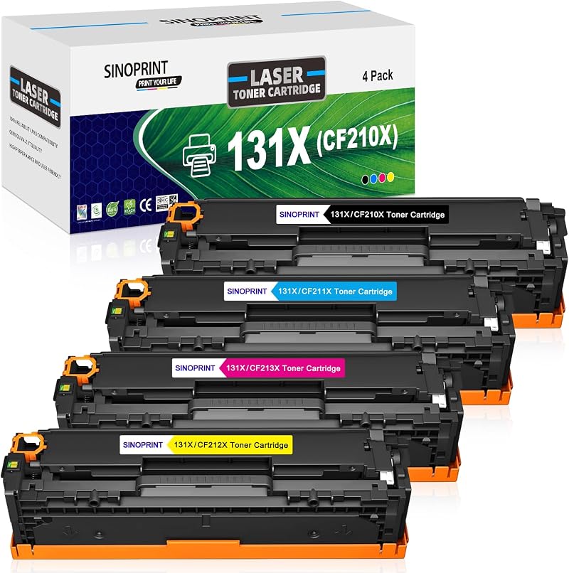 SINOPRINT 4PK CF210X 131X Toner Black Cyan Magenta Yellow for HP LaserJet Pro