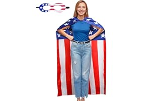 Maklulu American Flag Costume Cape, 4th of July American Flag Cape USA Patriotic Flag Cloak
