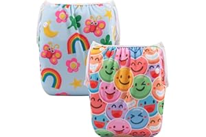 ALVABABY Baby Swim Diapers 2pcs One Size Reusable Washable & Adjustable for Swimming Lesson & Baby Shower Gifts DYK91-92