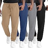 August Alley 4 Pack Men's Sweatpants Drawstring Workout Athletic Joggers Lounge Running Gym Track Sweat Pants with Pockets