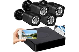 4CH 1080P Wired Security Camera System, AIWIXEN CCTV DVR with 512GB Hard Drive, 4 x Home Surveillance IP68 Waterproof Security Cameras with Human Vehicle Detection, Remote Access, 24-7 Recording