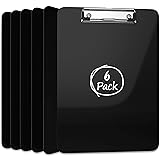 Kiggos 6 Pack Plastic Clipboards Black Clip Boards