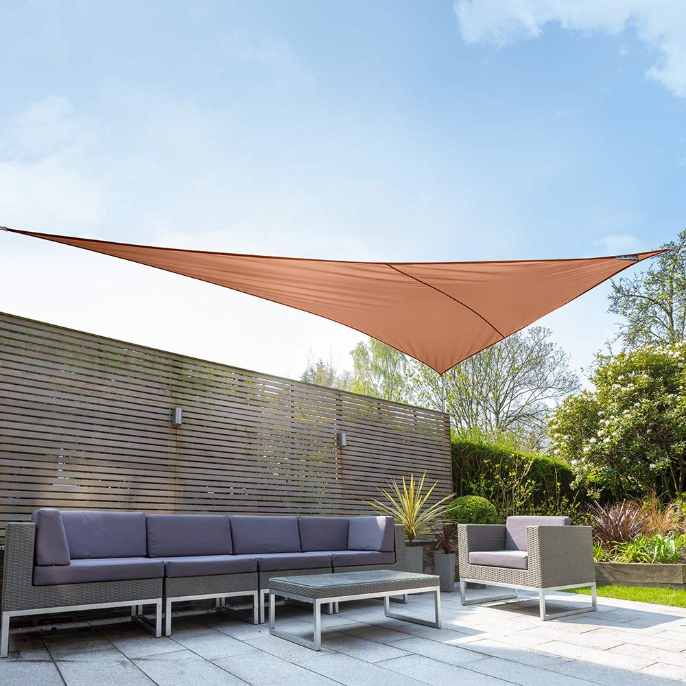 Kookaburra Waterproof Garden Sun Shade Sail Canopy in Terracotta 98% UV Block (6m x 4.2m Right Angle Triangle)