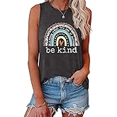 YEXIPO Womens Tank Tops Summer Sleeveless T Shirts Casual Loose Letter Printed Graphic Tees Blouses