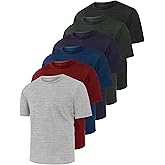 OYGSieg 6 Pack Workout Shirts for Men Moisture Wicking Quick Dry Athletic Gym Crew Neck Short Sleeve Active UPF SPF T Shirt
