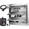iPower 10 Inch Shutter Exhaust Fan Aluminum Controller and Power Cord Kit,High Speed 1650RPM, 820CFM, 1-Pack, Silver