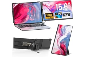 Cevaton Laptop Screen Extender - 15.6" FHD 1080P Portable Monitor for Laptop, Detachable & Plug and Play Dual Monitor Extender for 13"-17.3" Laptops, Compatible with Wins/Mac/Android/Chrome