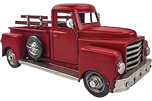 YCHTEWY-Iron Classic Red Truck Pick-up Model Collectible Vehicle Decoration, Metal Truck Christmas Decor ，Unique Blend of Vintage, Rustic, Farmhouse Truck Decor for Table Top Decor. (A)…