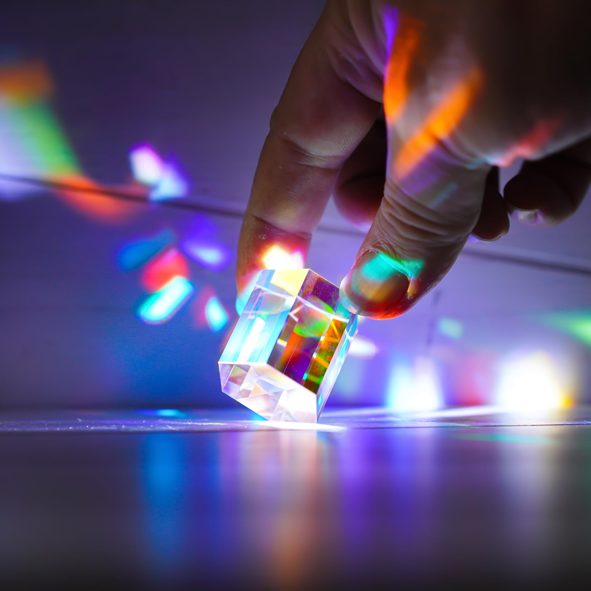 1.2'' Optical Glass RGB Dispersion Prism X-Cube for Physics Teach Rainbow Prism Crystal Cube Prism Photography Props