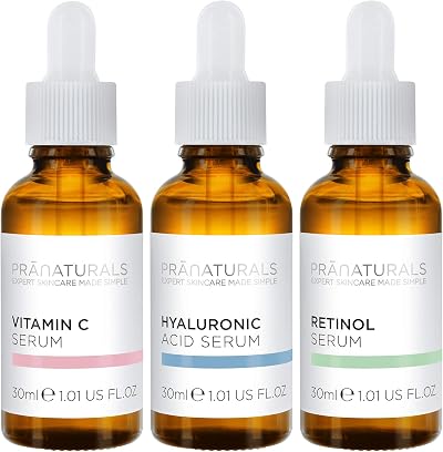 PraNaturals Skin Perfector Serum Kit 3x30ml Hyaluronic Acid Retinol Vitamin C