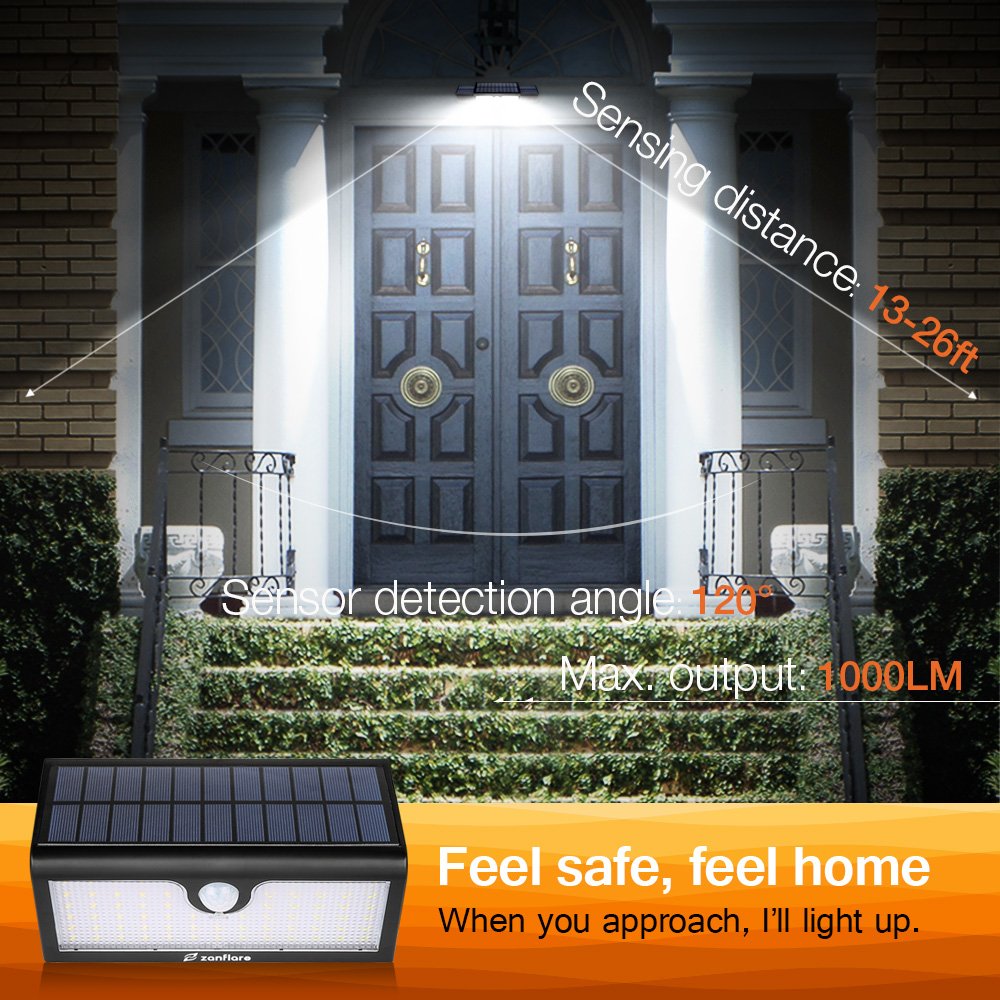LED Lumière Solaire Extérieure [71 LED, 5200mAh, Etanche] Zanflare Lampe Solaire Extérieure, Lampe de Sécurité avec Détecteur de Mouvement, Eclairage extérieur