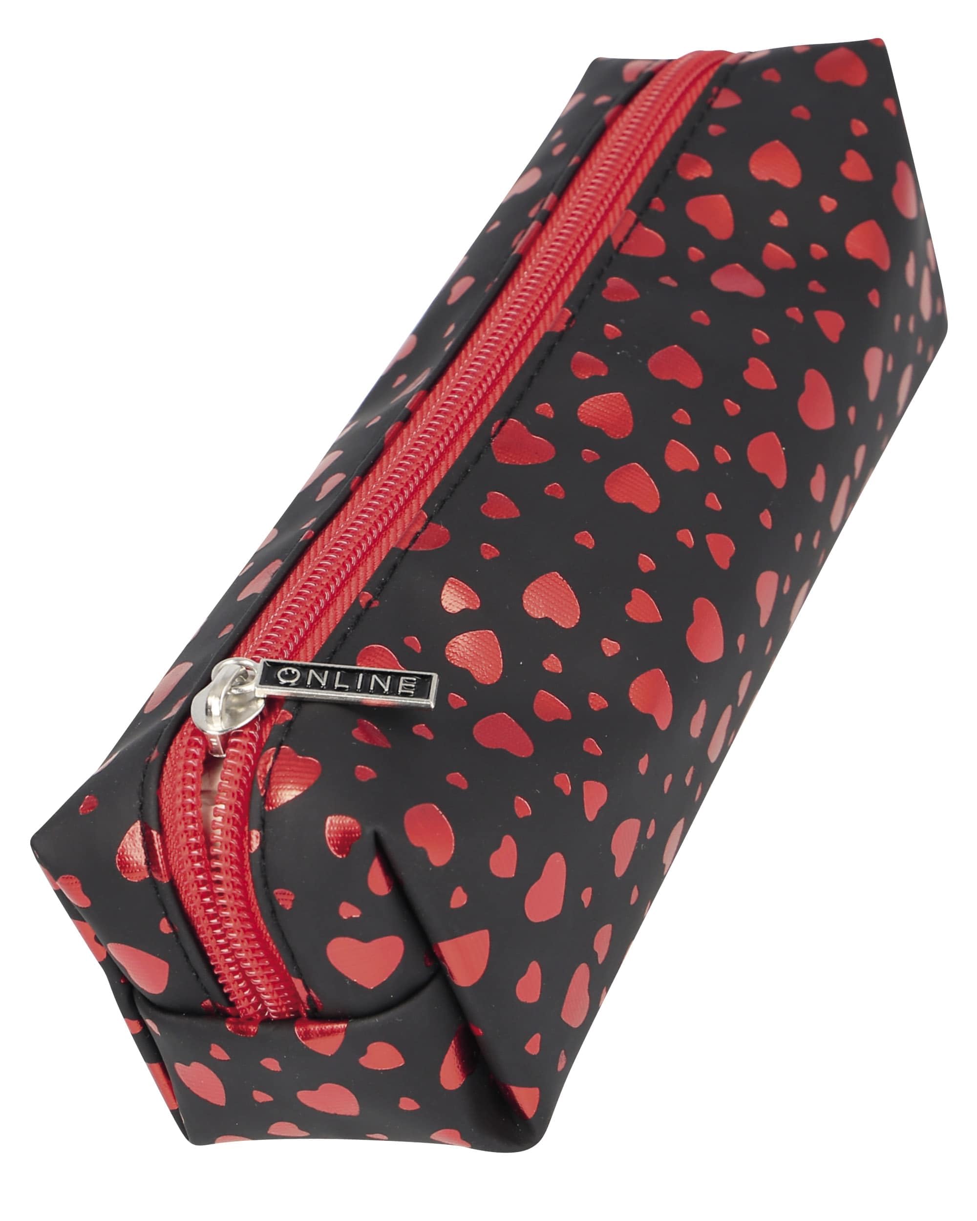 Online Premium Pencil Case, Stylish Pencil Case for Boys and Girls, Pencil Case with Practical Zip, 1 Compartment, Ideal for School, University and Office, Hearts, Größe S, Unisex