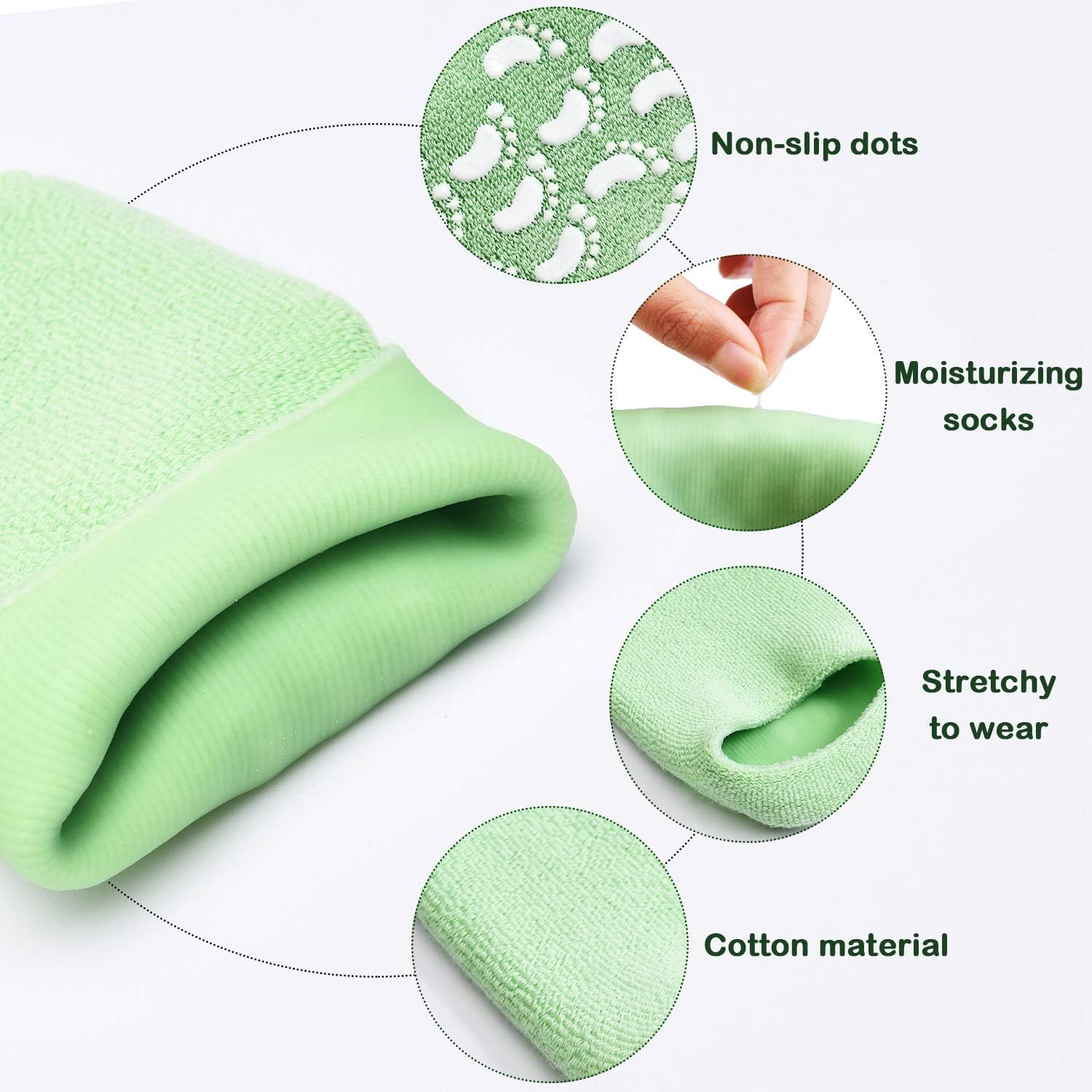 3 Pairs Moisturising Socks Cotton Moisture Improve Socks Foot Spa Socks with Footprint Design