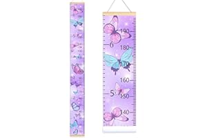 Beinou Baby Growth Chart for Wall Height Chart for Kids Wood Frame Measure Ruler 7.9in x 79in Canvas Hanging Height Measurement for Wall Decor