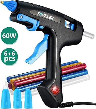 Amazon Co Jp Topelek ホットグルーガン 60w フルサイズ グルーガン グルースティック12個付き 高速加熱ホットメルトグルーガン 工業用 ホームdiyクラフト ホーム キッチン