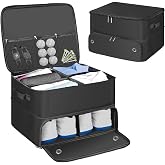Jenlan Golf Trunk Organizer, 2 Layer Car Trunk Locker with Separate Ventilated Shoe Compartment - Waterproof Golf Accessories Storage for Balls, Tees, Clothes, Gloves | Golf Gifts for Men Golfers