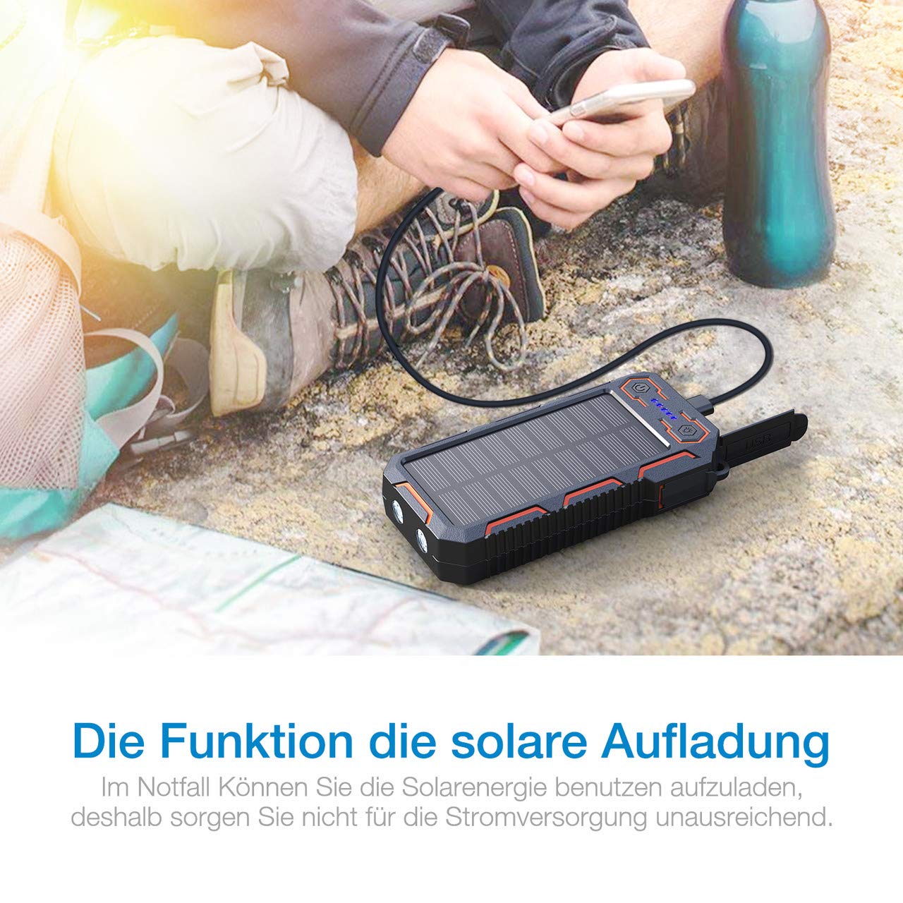 POWERADD Apollo 268000mAh Dual USB Tragbare Solar Ladegerät, Power Bank für iPhone und Handy