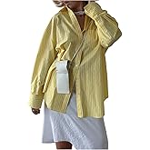 GORGLITTER Women's Striped Long Sleeve Shirt Button Down Blouses Dressy Casual Collared Business Work Office Outfits