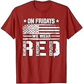 On Friday We Wear Red American Flag Military Supportive T-Shirt
