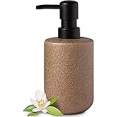 EMPO Stone-Textured Vintage Ceramic Dispenser, High-Color Rough Modern Zen Black ABS Press Bottle for Hand Soap, Shampoo, Conditioner for Bathroom and Kitchen (350ml/11.83oz)