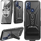 Ailiber Case for Motorola Moto G Play 2023, Holster with Tempered Glass Screen Protector, Swivel Belt Clip Case with Kickstand, Full Body Shockproof Protective Phone Cover for Moto G Play 2023-Black