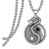 Sbzxbt Yin Yang Dragon Necklace/Lion Necklace 925 Sterling Silver Mens Necklace Birthday Jewelry Gifts for Men Women