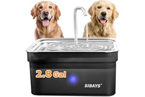 SIBAYS Dog Water Fountain for Large Dogs, 355oz/2.8Gal/10.5L Automatic Dog and Cat Water Fountain Large Pet Fountain with Stainless Steel Bowl, Dog Water Dispenser with Filter, Easy to Clean, BPA-Free