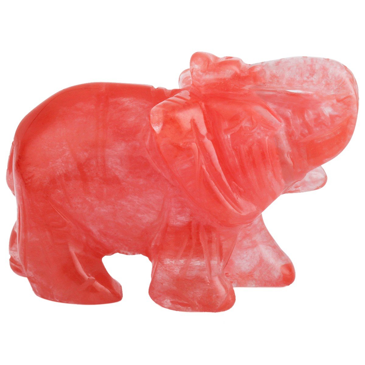 mookaitedecor Cherry Quartz Elephant Ornament Figurine,Healing Crystal Energy Gemstone Reiki Statue Home Decor,1.5 Inches