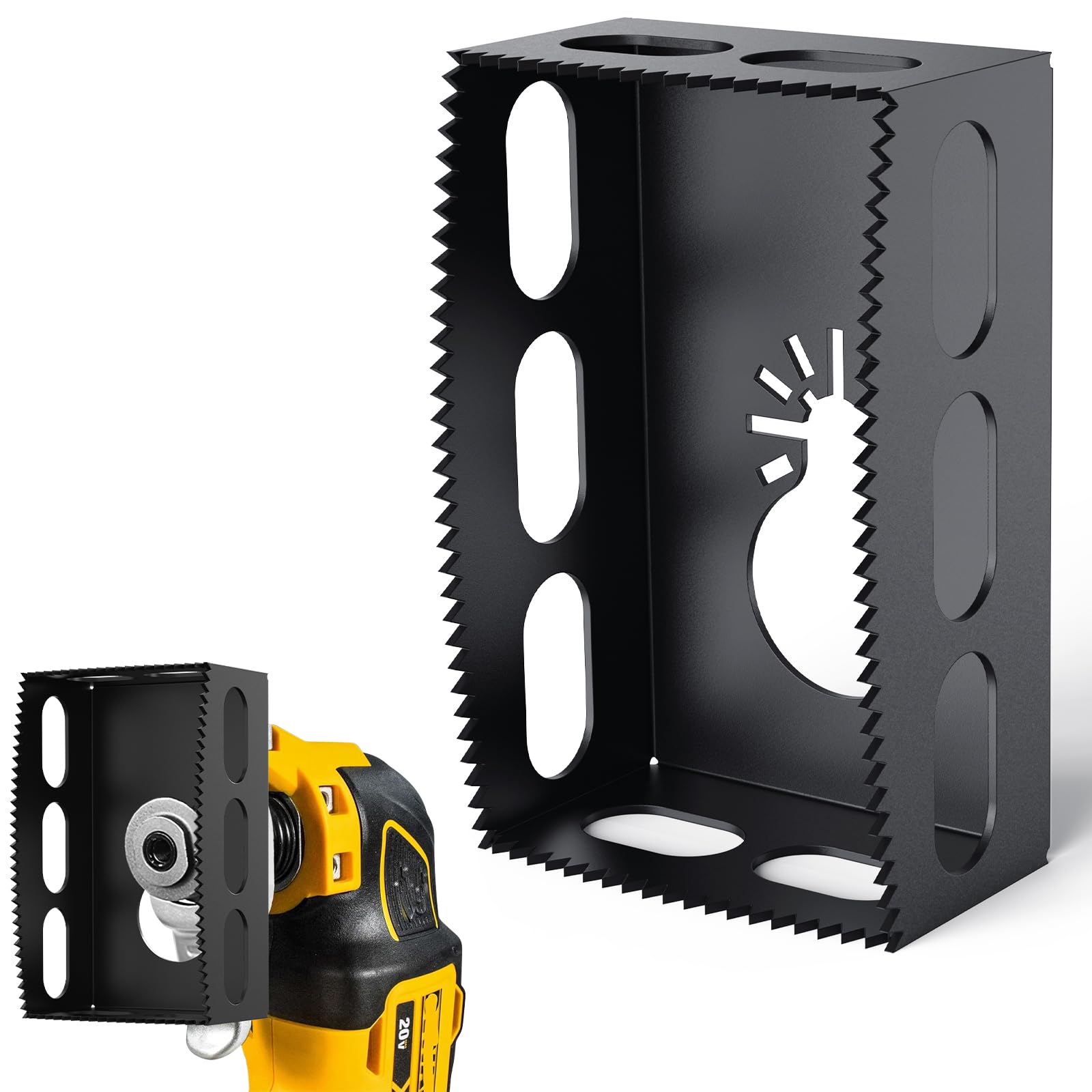 Photo 1 of 1 PCS Drywall Outlet Cutter Tool - Square Slot Cutter, Fits Most Oscillating Tools to Cut-in Single Gang Wall Boxes, Stainless Steel Electrical Box Cutter for Drywall, Sheetrock, Wood, Plywood (Black)