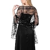 Ladiery Sequin Floral Shawls and Wraps for Evening Dresses,Women sparkly Sheer Mesh Wedding Shawls for Evening Party