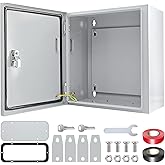 Electrical Box 12 x 12 x 8'' Steel Electrical Junction Box,NEMA 4X Steel Enclosure Box,Indoor&Outdoor Electrical Box Waterproof & Dustproof,Wall Mounted Universal,with Lock & Mounting Plate