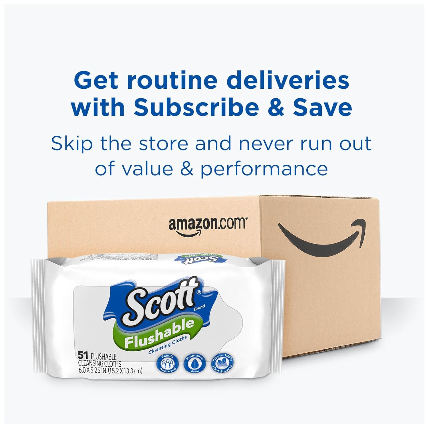Scott Flushable Wipes, FragranceFree, 8 Soft Packs of 51 Wipes (408