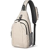 G4Free Sling Bag RFID Blocking Sling Backpack Crossbody Chest Bag Daypack for Hiking Travel(Ivory)