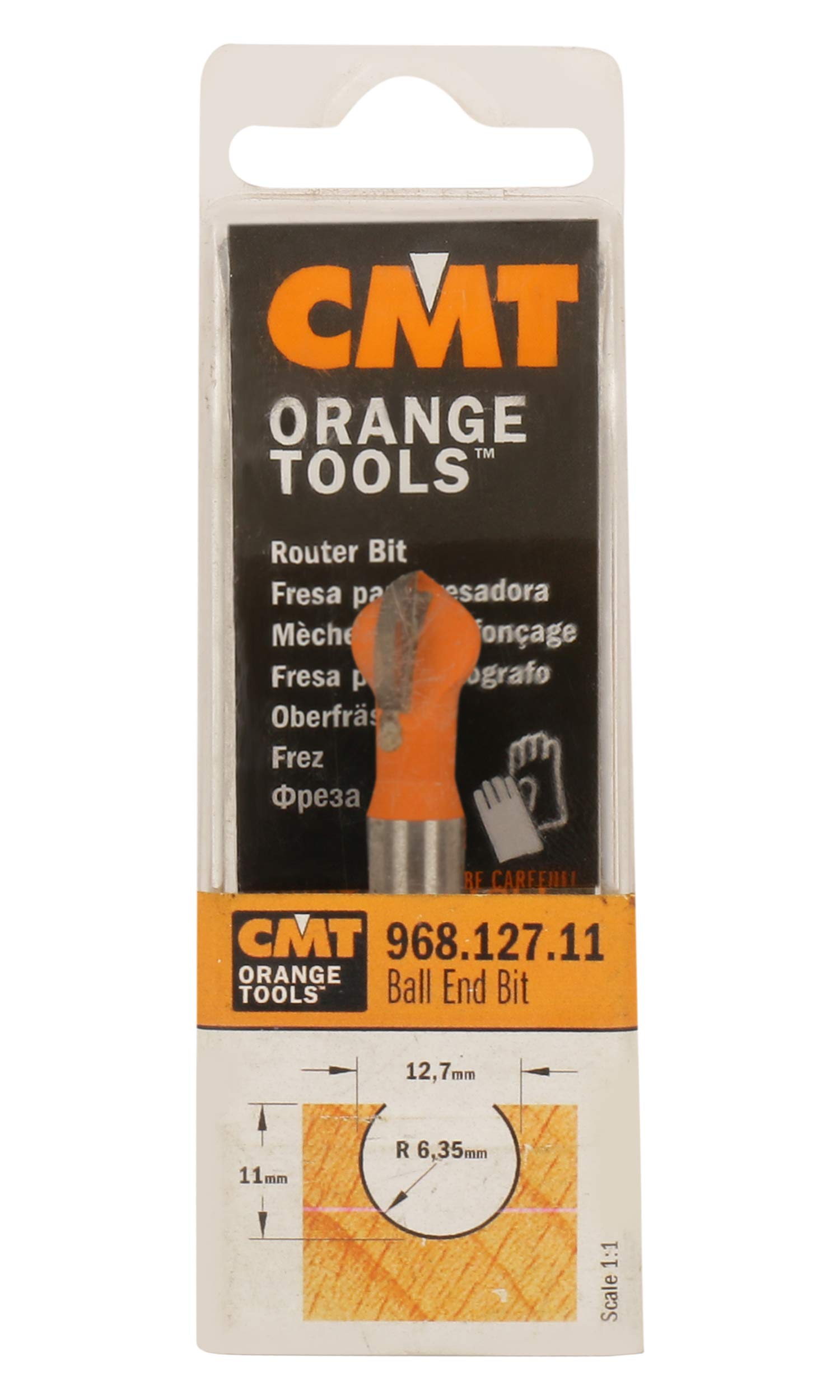 CMT Orange Tools 968.127.11 - Spherical end Mill hw s 8 d 12.7x11x57.2 r 6.35