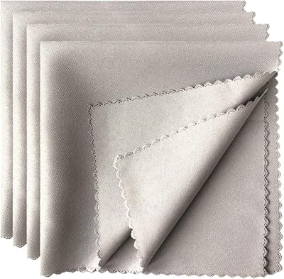 Aisszhao Silver Gray Dinner Cloth Napkins, 4 Pack, 48x48cm, Hotel Quality