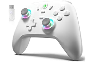 ECHTPower Wireless PC Gaming Controller - Hall Effect Joystick, 2.4G & Wired 1000Hz Polling Rate, 800mAh Battery, Adjustable Turbo/Vibration - for PC/Switch/iOS/Android-off White
