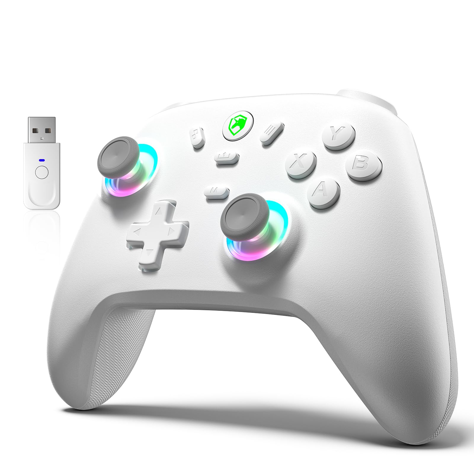 Photo 1 of ECHTPower Wireless PC Gaming Controller - Hall Effect Joystick, 2.4G & Wired 1000Hz Polling Rate, 800mAh Battery, Adjustable Turbo/Vibration - for PC/Switch/iOS/Android-off White