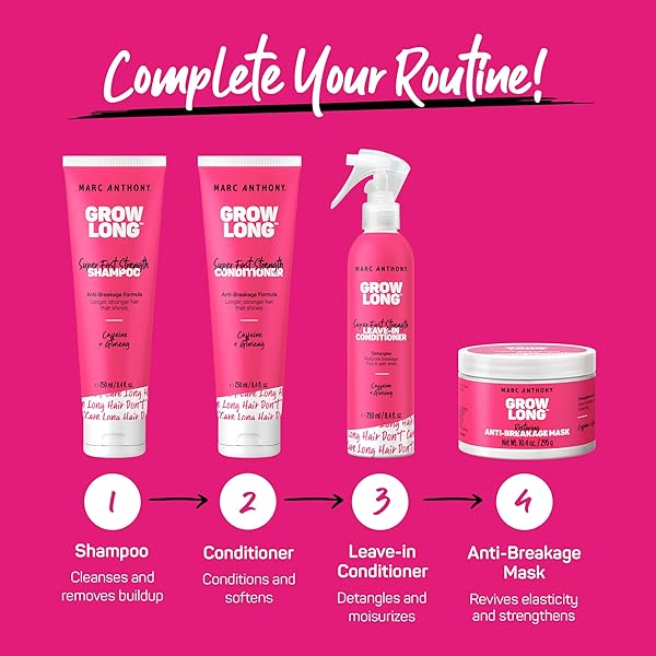 MARC ANTHONY SHAMPOO AND CONDITIONER SET, GROW LONG BIOTIN – ANTI-FRIZZ DEEP CONDITIONER FOR SPLIT ENDS & BREAKAGE – VITAMIN E, CAFFEINE & GINSENG FOR CURLY, DRY & DAMAGED HAIR