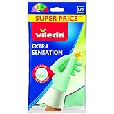 Vileda Extra Sensation, Extra Sensitive Gloves and Fleece Inside in Cotton Large
