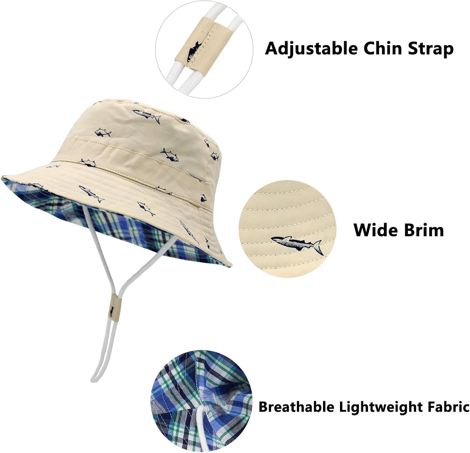 Sarfel Baby Sun Hat Toddler Summer Hats UPF 50+ Baby Bucket Hat Kids Beach Hats for Baby Boys: Clothing