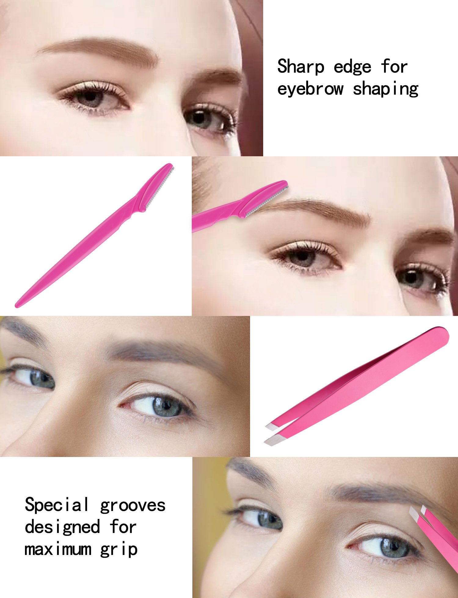 Hair Removal Spring, Kapmore Threading Hair Removal Removes Hair on the Upper Lip, Chin, Cheeks and Sideburns Including Facial Hair Epilator with Beauty Tweezers, Eyebrow Shaping Razor(Pink)