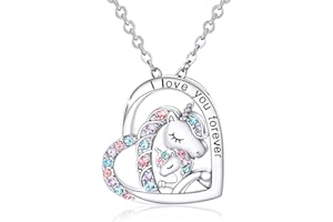 Tarsus Lucky Unicorn Necklace to Girls, I Love You Gifts for Daughter Granddaughter Niece, Christmas Valentines Birthday Back to School Day
