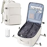 Vacuum Backpack Travel Backpack with Compression, Men Women Vacuum Backpack with Air Pump, Carry on Backpack Flight Approved Personal Item Size - White