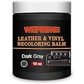 WERBME Leather Recoloring Balm & Color Restorer - 10 OZ Multipurpose Dye & Paint for Faded Leather Couches, Car Seats, Shoes | Fix Scratches on Clothing, Furniture & Accessories(Dark Gray)
