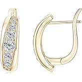 EONFUN Moissanite Hoop Earrings, 1.36cttw D Color Round Cut Moissanite 925 Sterling Silver U-shaped Earrings for Women Wedding Birthday Jewerly Gifts