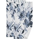 HUAZHIKOU Navy Blue and White Floral Hand Towels for Bathroom Set of 2 Microfiber Vintage Watercolor Ink Flower Plant Kitchen Dish Towels Decorative Bathroom Towels for Face Bath Shower Spa 14"x28"