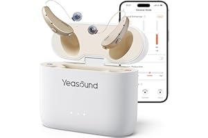 Yeasound OTC Hearing Aids for Seniors, RIC700 Plus Bluetooth Call Enabled for iOS, Wireless Rechargeable Hearing Aid, Noise Reduction & App Control, Prescription-Grade Sound, Nearly Invisible (Gold)