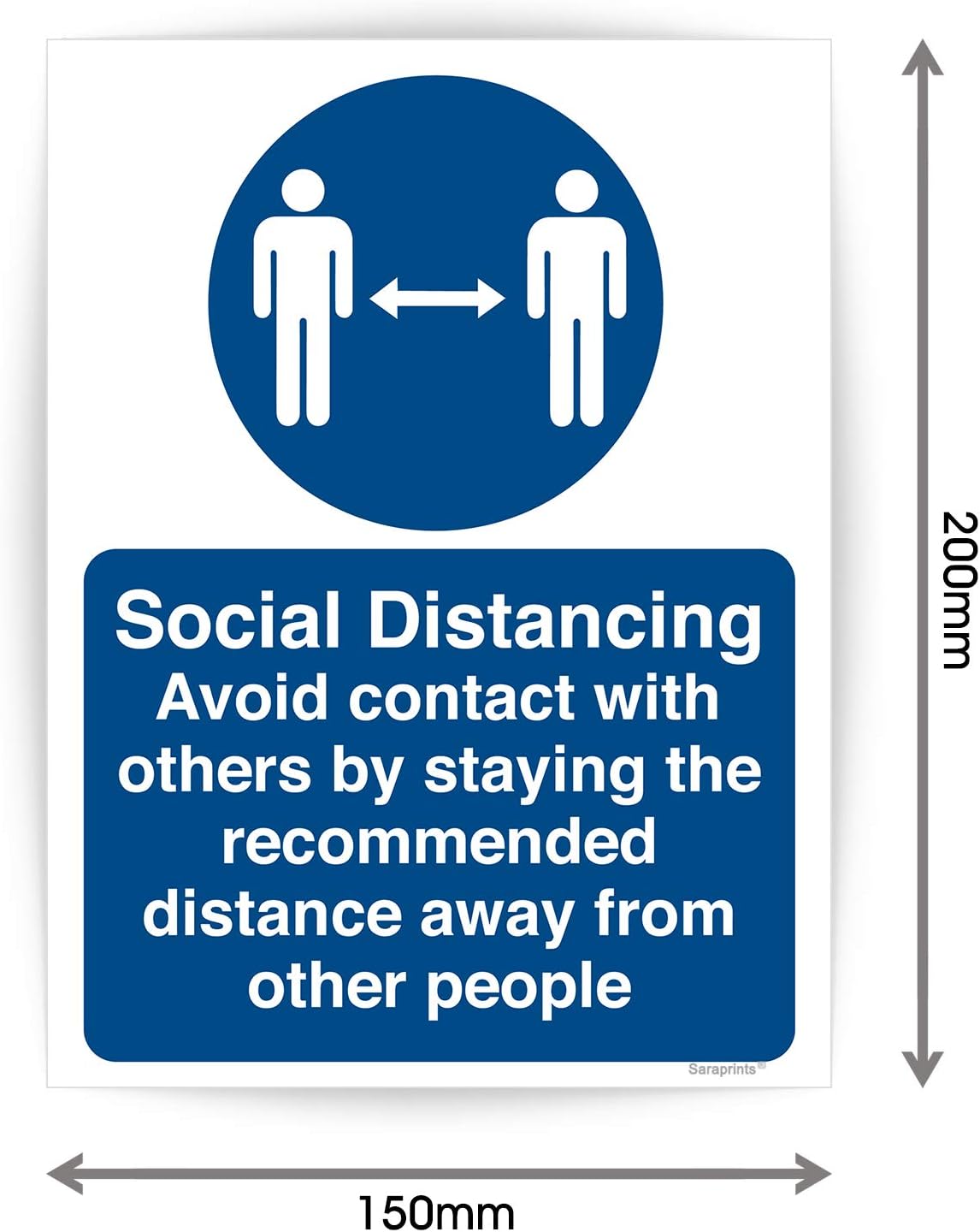 Pack of 2 Social Distance Signage, Social Distancing Signs for Shops Self Adhesive Waterproof Vinyl 150mm x 200mm V1104 - Image 4