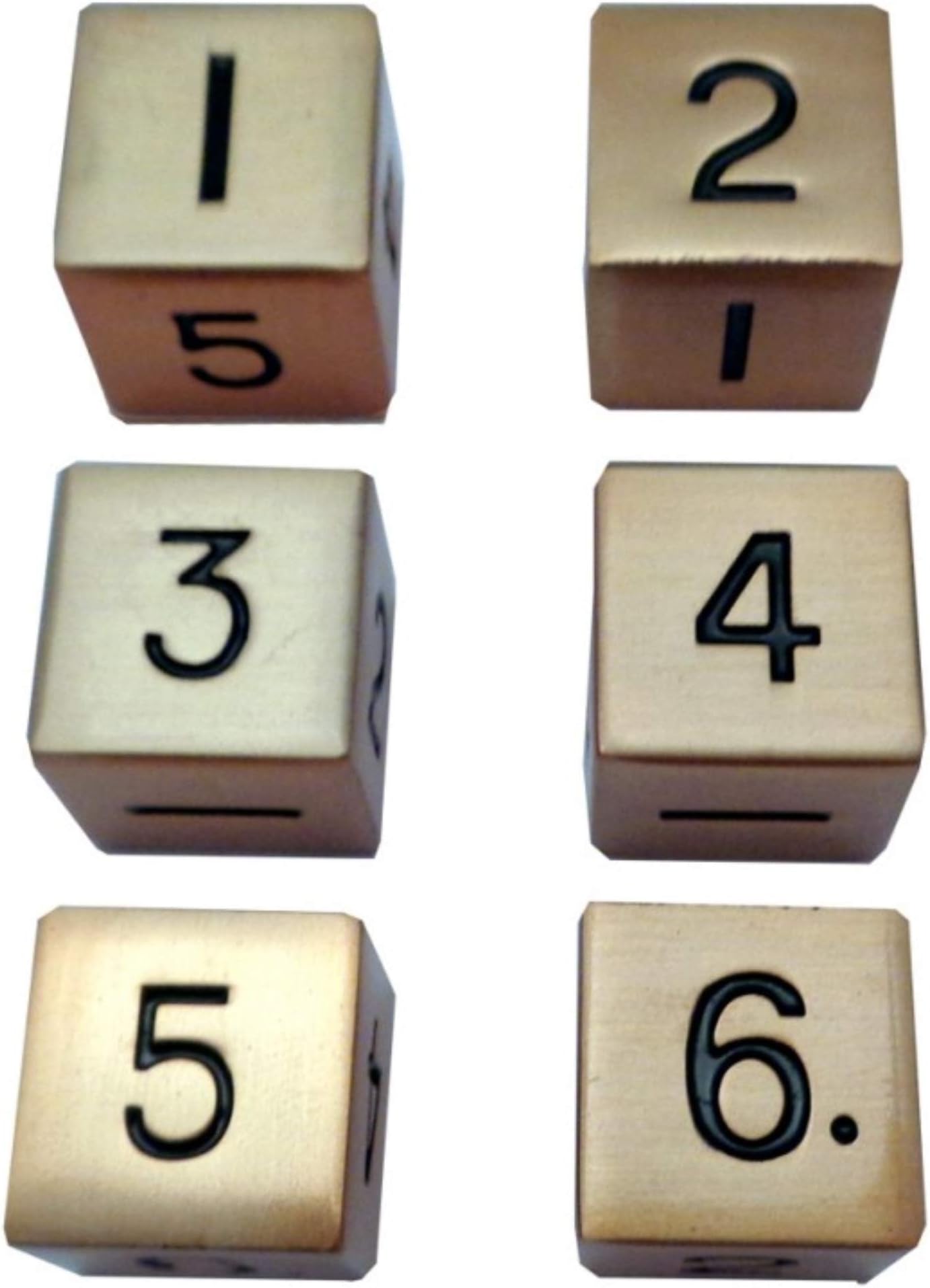 6 Count Metal Dice Set: d6 16mm Dice: Antique Gold