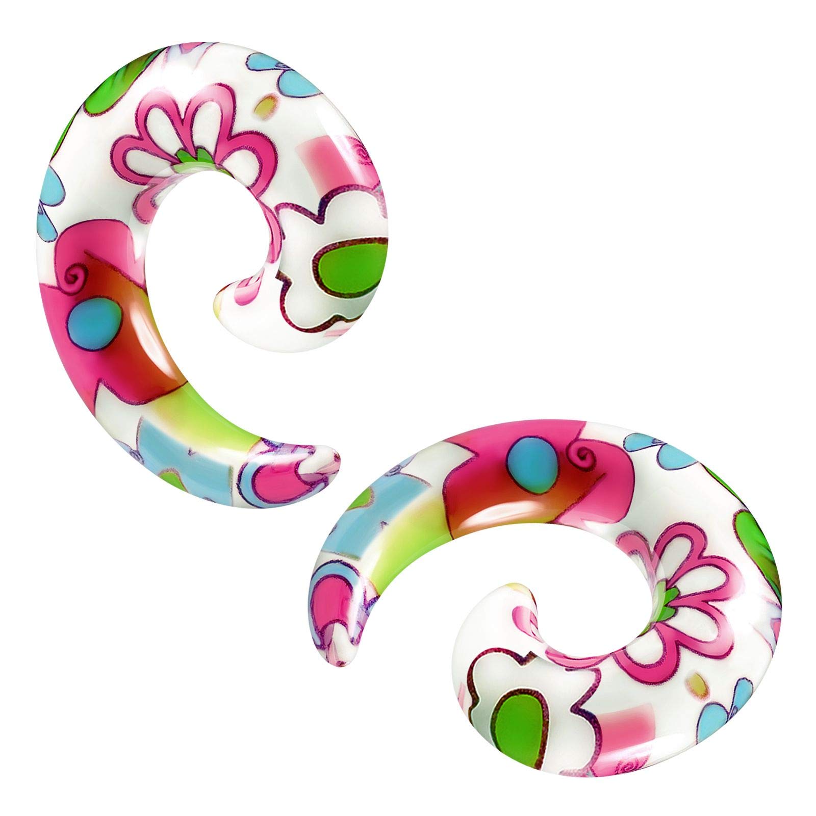 BanaVega 2PCS Acrylic 00g 10mm Flesh Flower Spiral Ear Taper Stretcher Gauges Earring Piercing Jewellery 5349